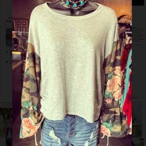 Camo bell sleeve top